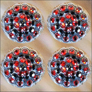 Antique Silver Finish Jet Light Siam Crystal Rhinestone Bling Berry Concho